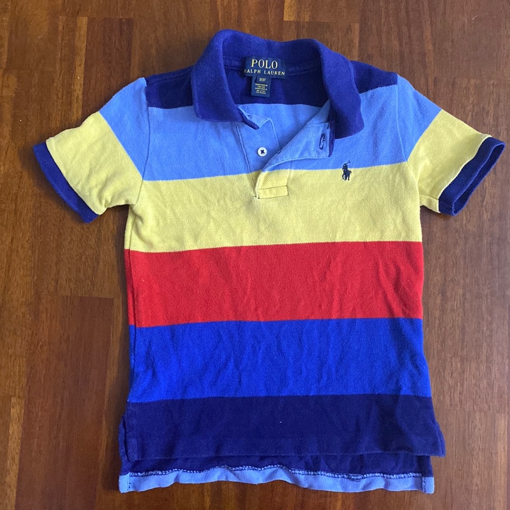 Ralph Lauren Polo Blue, Red, and Yellow Collared Shirt 3T